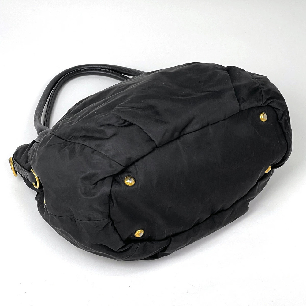 Prada Logo Plate Tote Bag Shoulder Handbag Nero Black - Picture 2 of 7